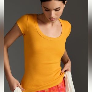 Anthropologie NWT Pilcro XL scoop neck rib knit top; 96% cotton 4% elastane